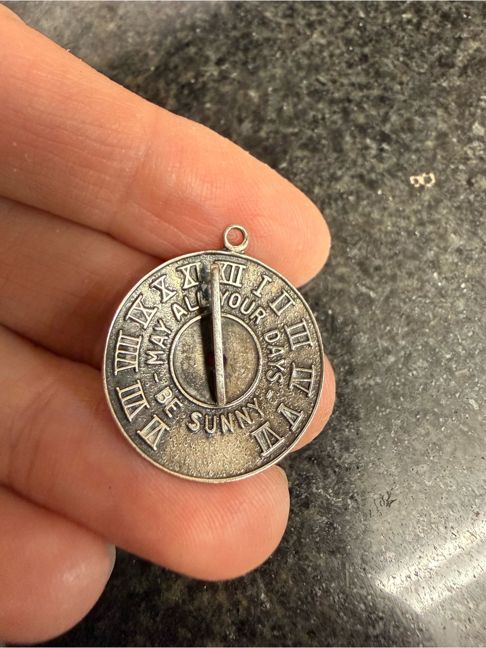 Vintage Sterling silver sundial pendant